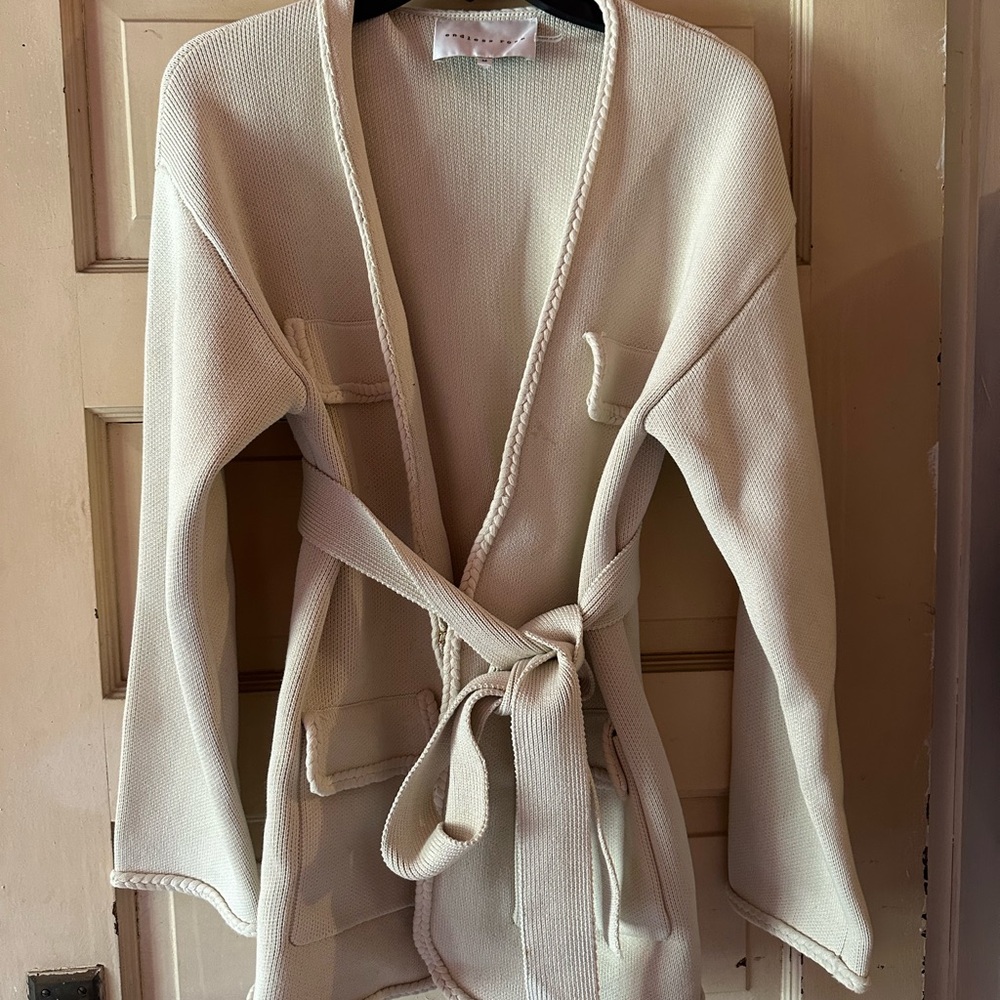 Endless Rose Cream Knit Belted Cardigan